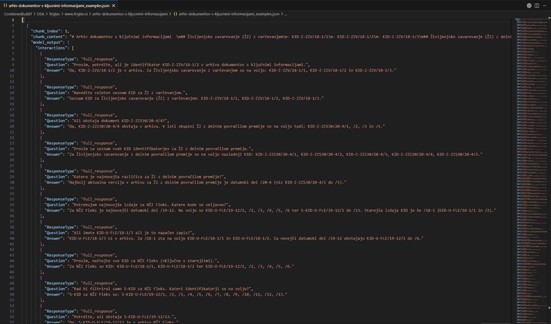 Q and A generation output